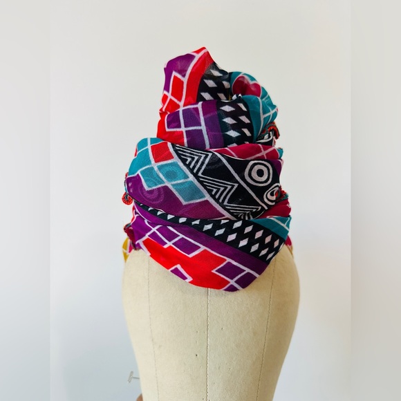 Large Abstract Geometric Rectangle Versatile Wear Scarf - Picture 14 of 14